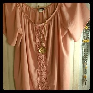 Flowy plus size shoulder top